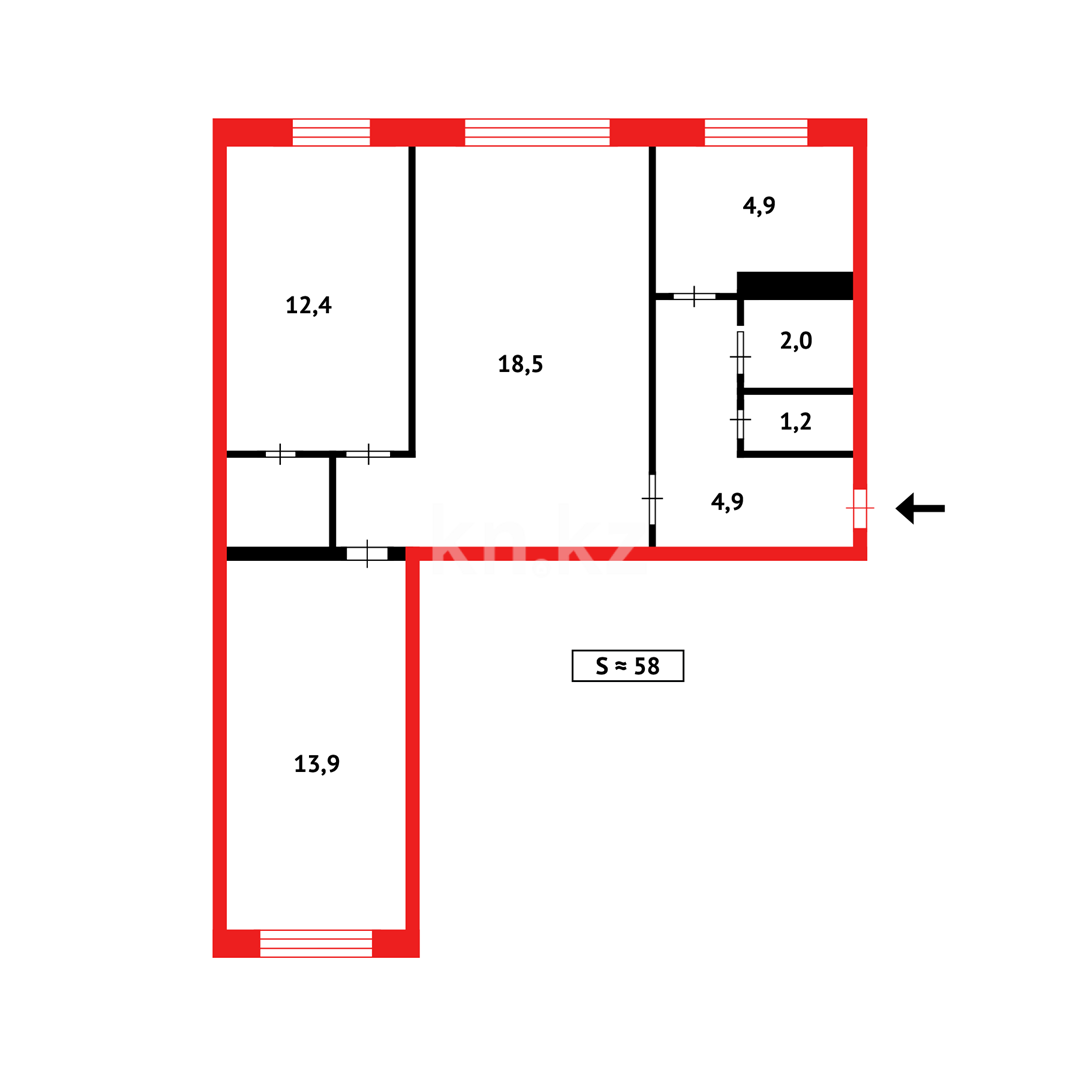 Продажа 3-комнатной квартиры, 58 м² в Темиртау - фото 12