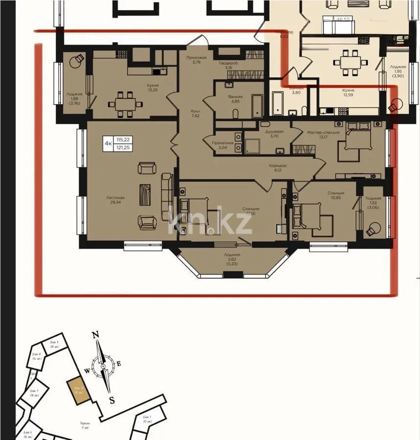 Продажа 4-комнатной квартиры, 124 м² в Астане
