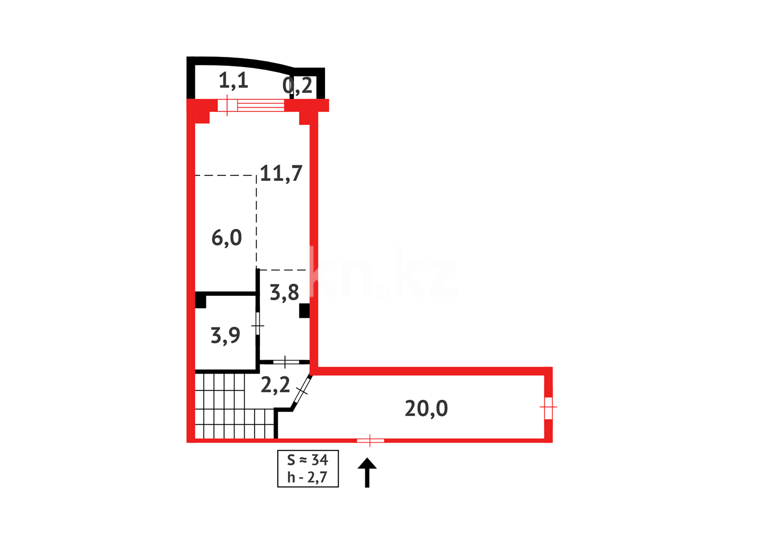 Продажа 1-комнатной квартиры, 33.9 м², ул. Иманова в Астане - фото 7