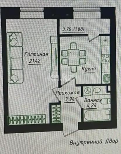 Продажа 1-комнатной квартиры, 42 м² в Астане