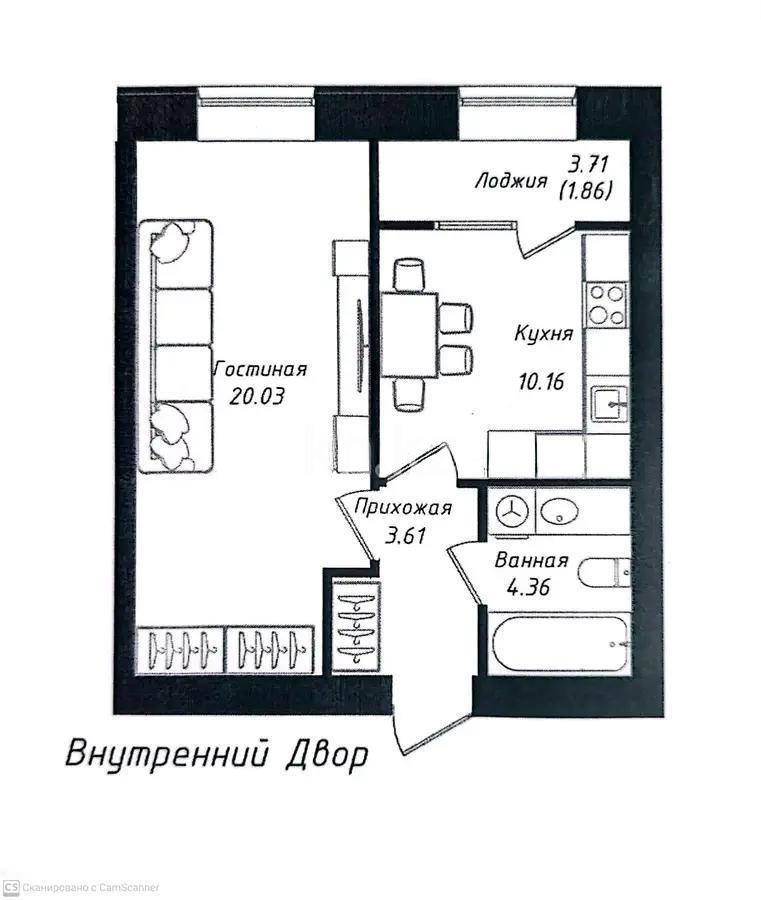 Продажа 1-комнатной квартиры, 40.02 м² в Астане