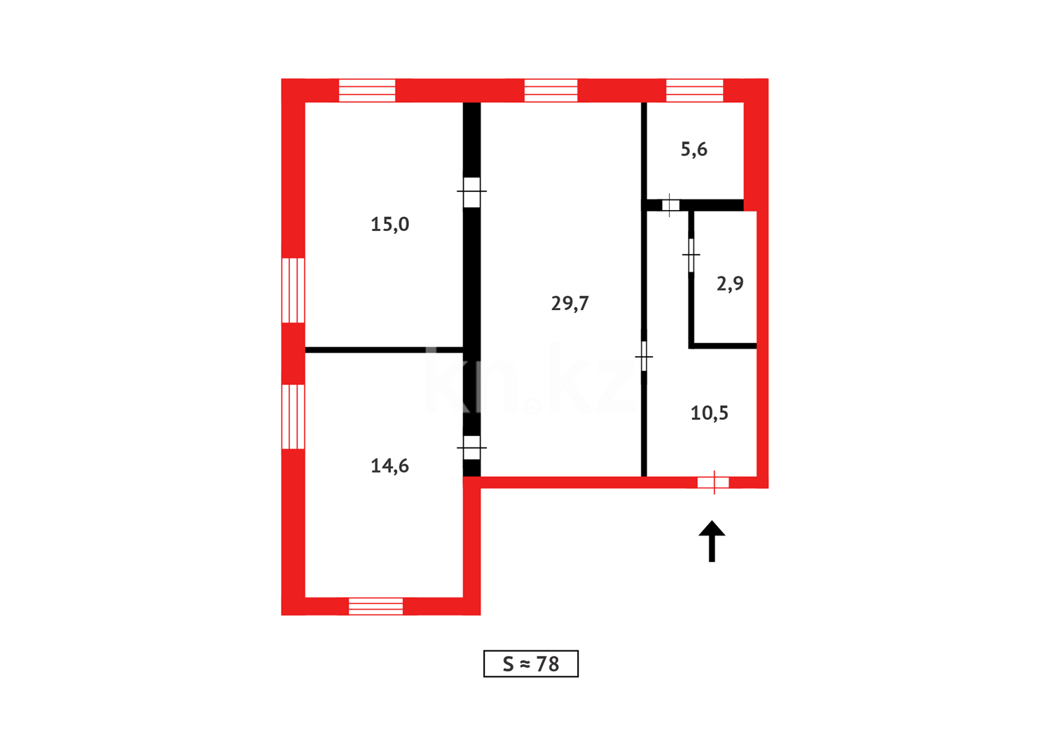 Продажа 3-комнатной квартиры, 78 м², ул. Байсеитовой в Темиртау - фото 11