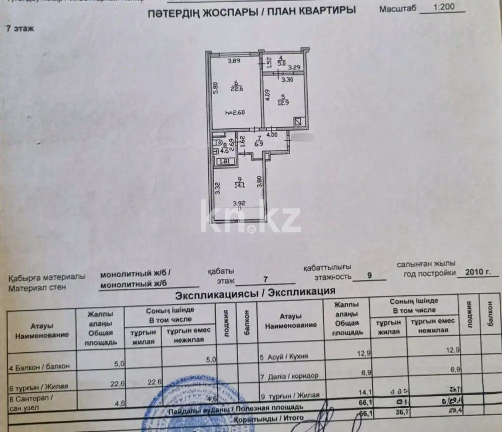 Продажа 2-комнатной квартиры, 66 м² в Алматы