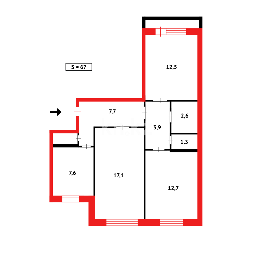 Продажа 3-комнатной квартиры, 69 м², ул. Темиртауская в Темиртау - фото 11