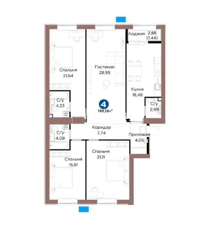Продажа 4-комнатной квартиры, 130 м² в Астане
