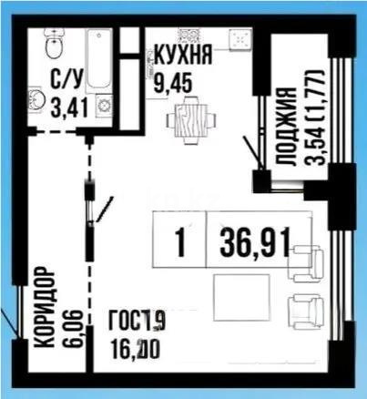 Продажа 1-комнатной квартиры, 37 м², ул. Байтурсынова, дом  30 в Астане