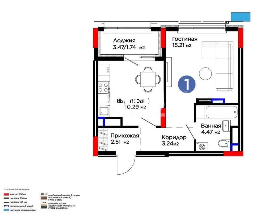 Продажа 1-комнатной квартиры, 37.46 м² в Астане