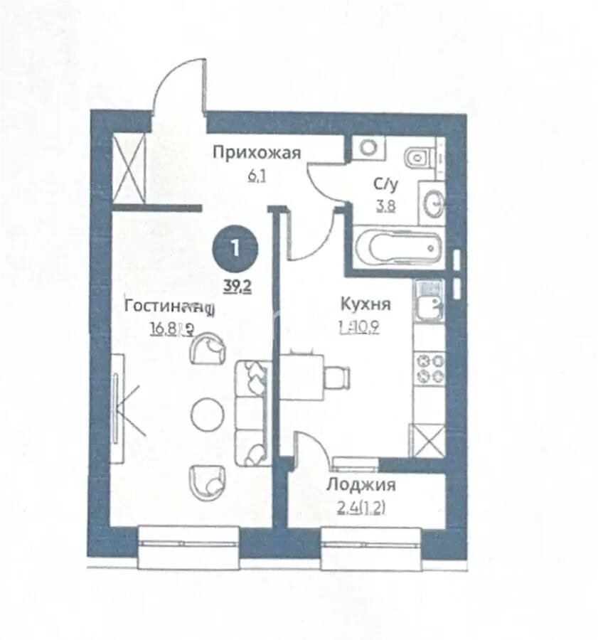 Продажа 1-комнатной квартиры, 39.2 м² в Астане