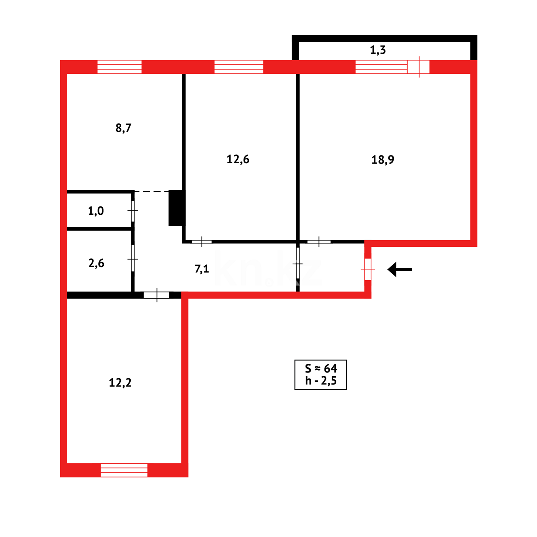 Продажа 3-комнатной квартиры, 64 м², ул. Таттимбета в Караганде - фото 20