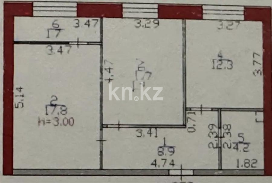 Продажа 2-комнатной квартиры, 59.6 м² в Астане