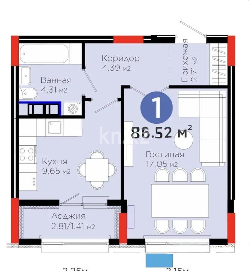 Продажа 1-комнатной квартиры, 39.6 м², пр. Улы Дала, дом  14 стр в Астане