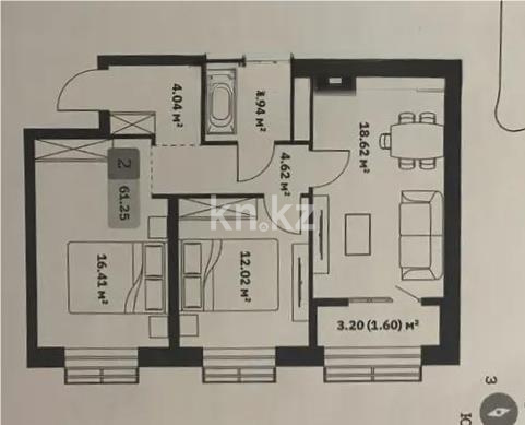 Продажа 3-комнатной квартиры, 61.25 м² в Алматы