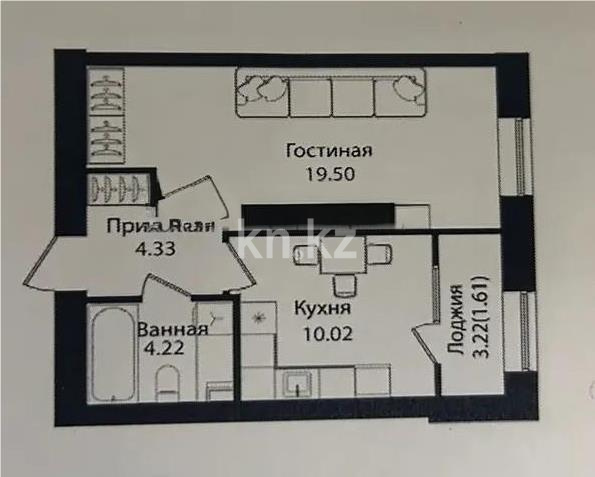 Продажа 1-комнатной квартиры, 40 м² в Астане