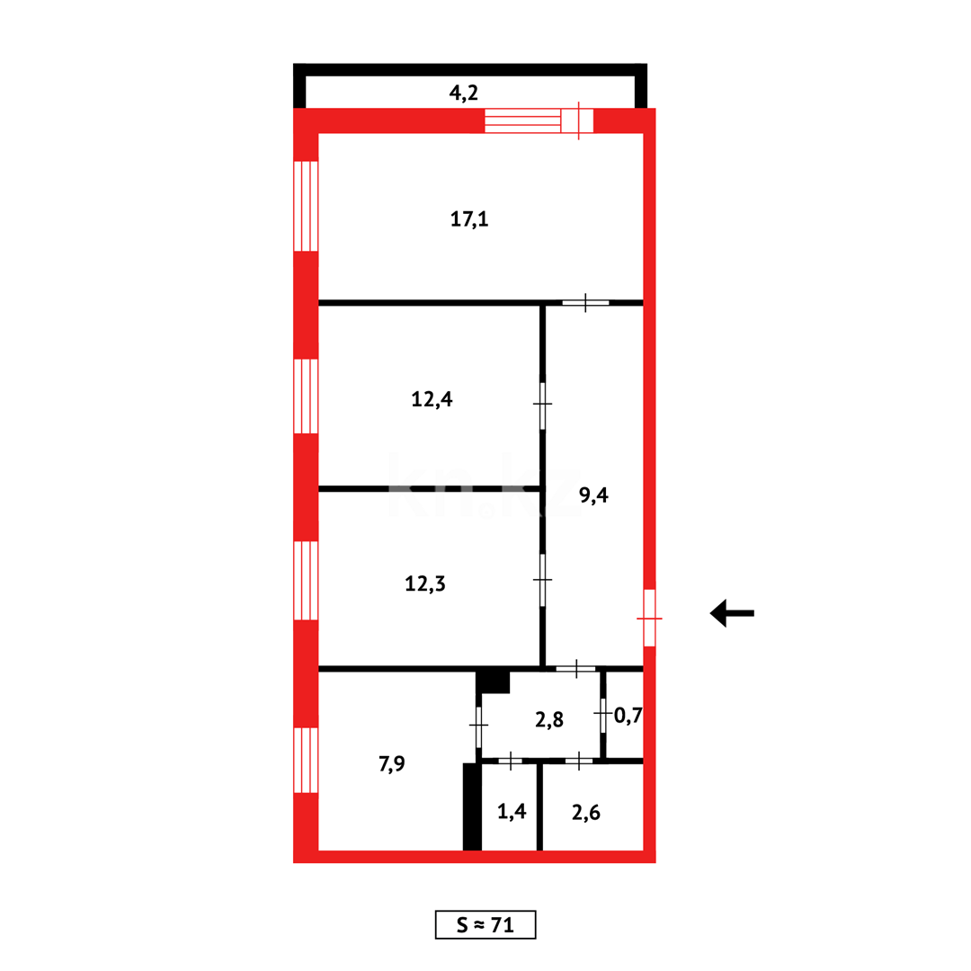 Продажа 3-комнатной квартиры, 71 м², пр. Металлургов в Темиртау - фото 23