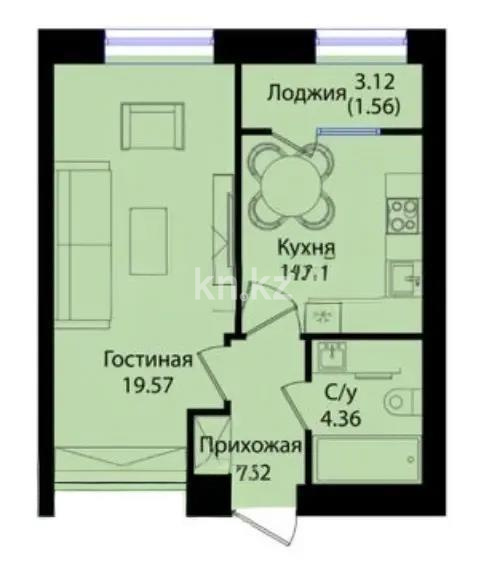Продажа 1-комнатной квартиры, 38.9 м² в Астане