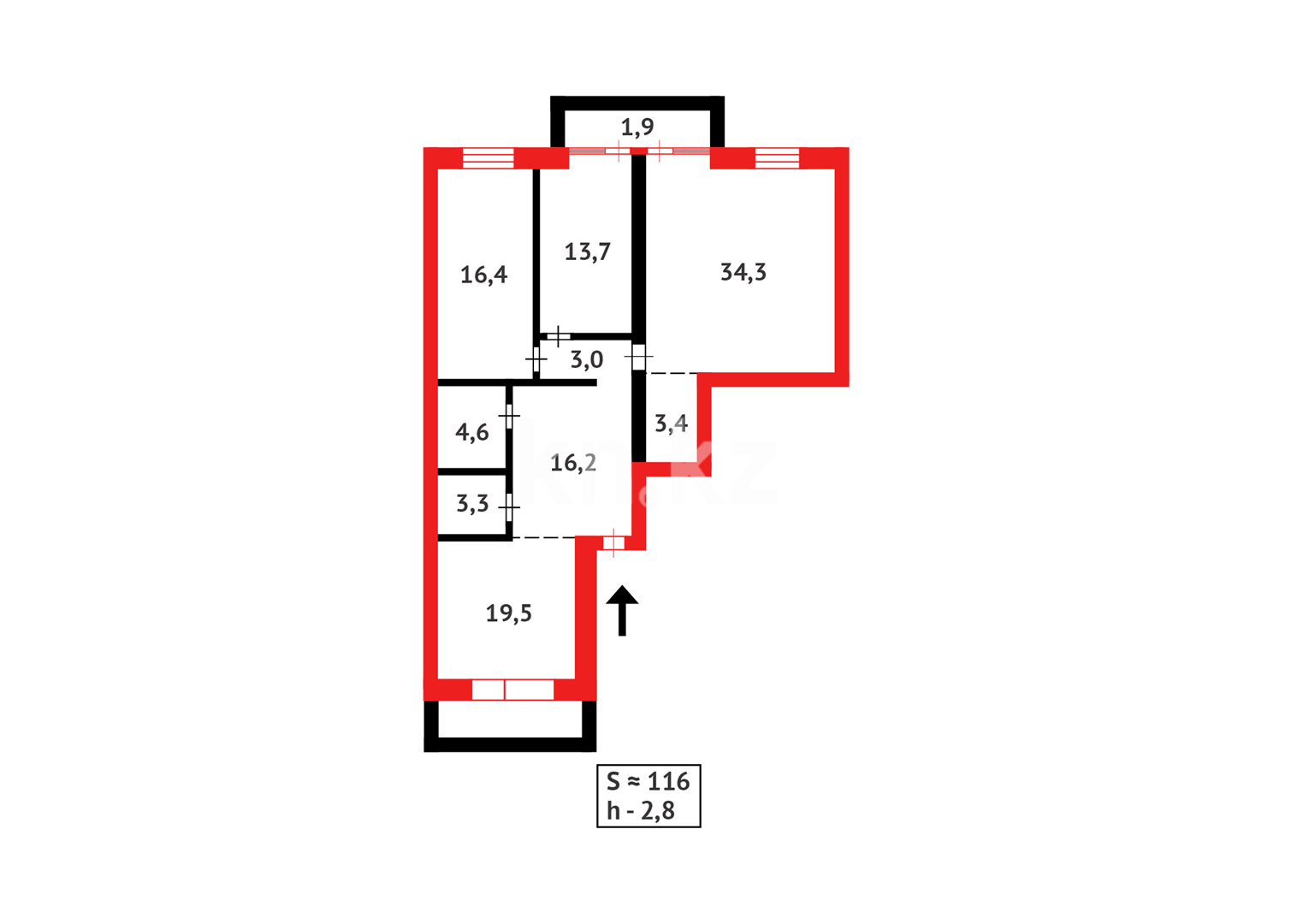 Продажа 3-комнатной квартиры, 116 м², мкр-н Алтын Арка, дом  19 в Караганде - фото 38