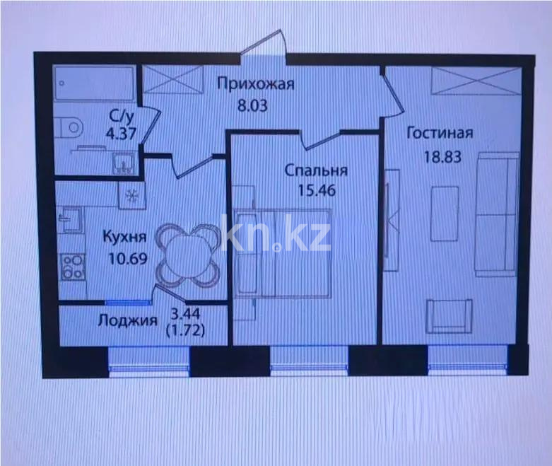 Продажа 2-комнатной квартиры, 59.1 м², ул. Е-15, дом  16 в Астане