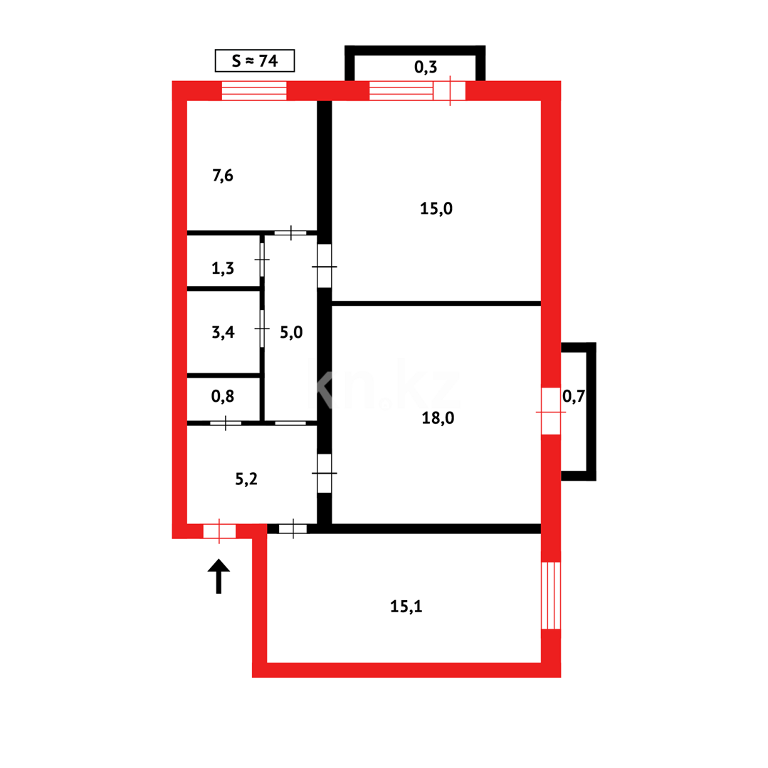 Продажа 3-комнатной квартиры, 76 м² в Караганде - фото 29