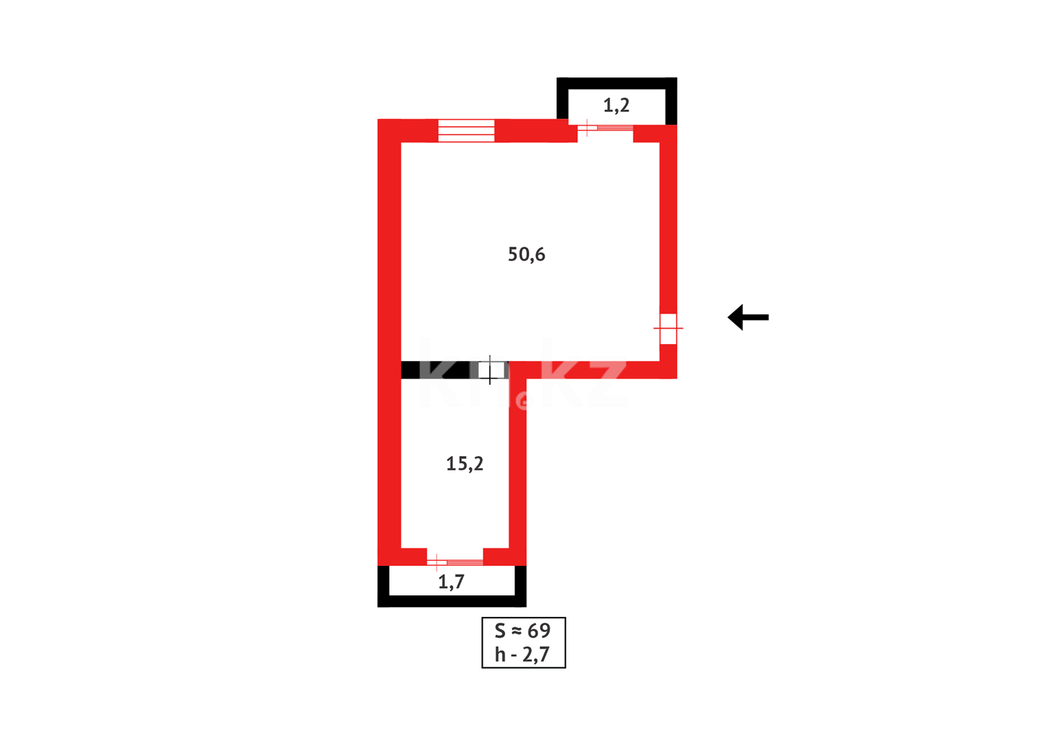 Продажа 2-комнатной квартиры, 68 м² в Караганде - фото 5