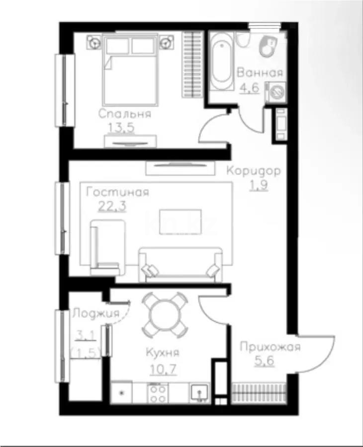 Продажа 2-комнатной квартиры, 61 м² в Алматы