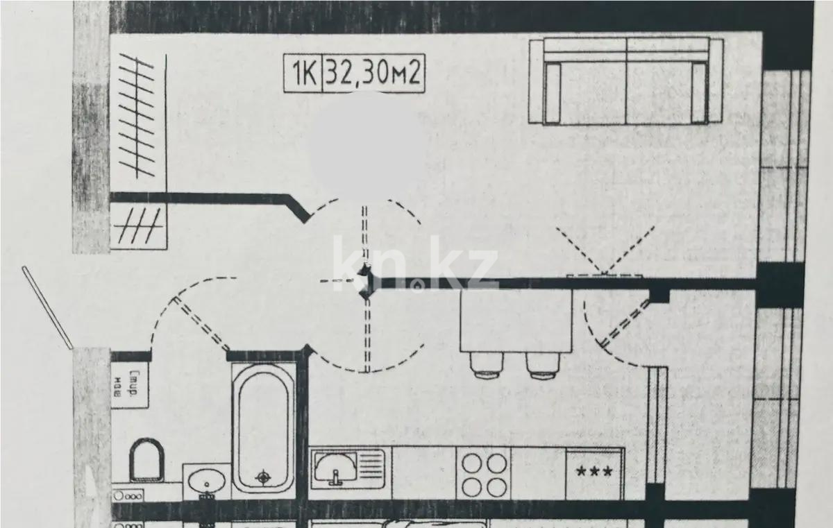 Продажа 1-комнатной квартиры, 32.3 м² в Астане