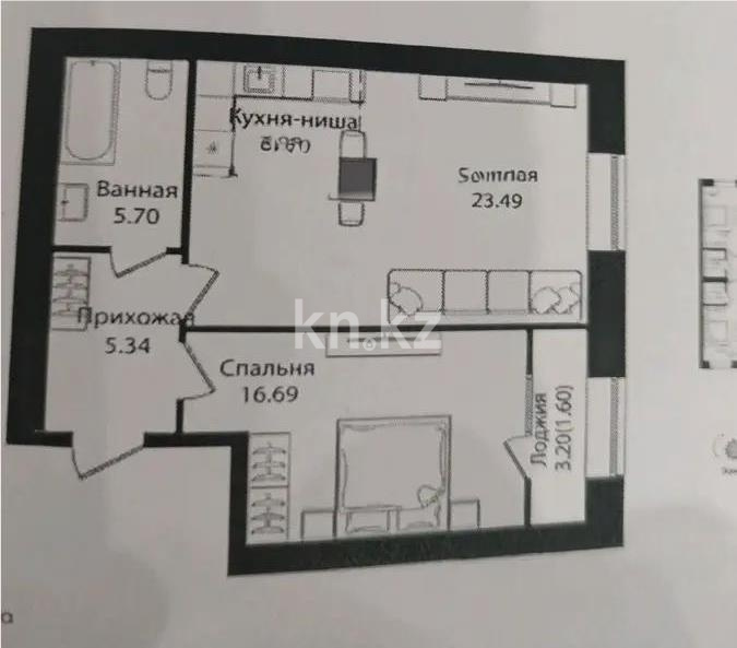 Продажа 2-комнатной квартиры, 57.71 м² в Астане