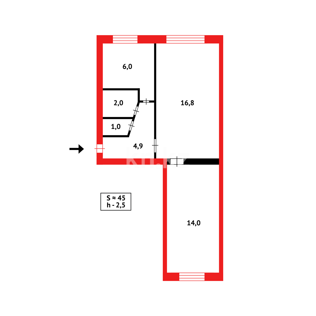 Продажа 2-комнатной квартиры, 45 м², ул. Пичугина в Караганде - фото 8