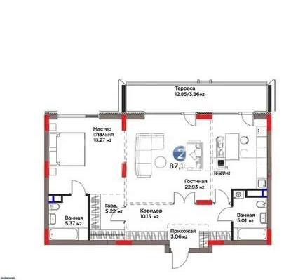 Продажа 2-комнатной квартиры, 87 м² в Астане