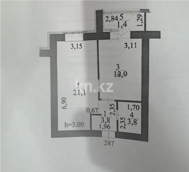 Продажа 1-комнатной квартиры, 43 м² в Астане