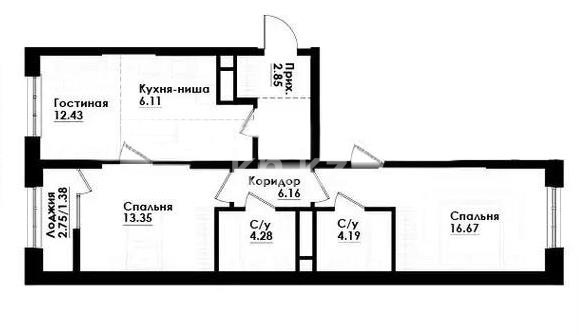 Продажа 3-комнатной квартиры, 67.42 м², ул. Толе би, дом  290/1 в Алматы