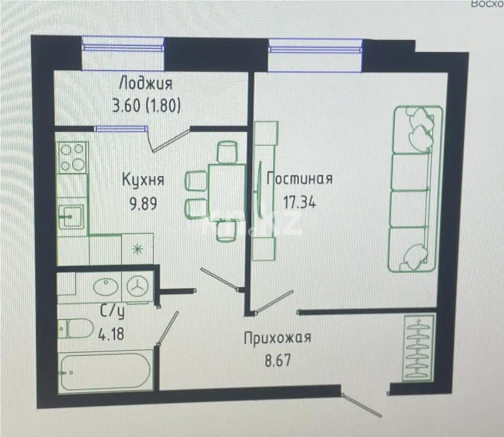 Продажа 1-комнатной квартиры, 41.88 м², ул. Нажимеденова, дом  30/1 в Астане