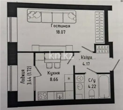 Продажа 1-комнатной квартиры, 36.84 м², ул. Нажимеденова, дом  30/1 в Астане - фото 2