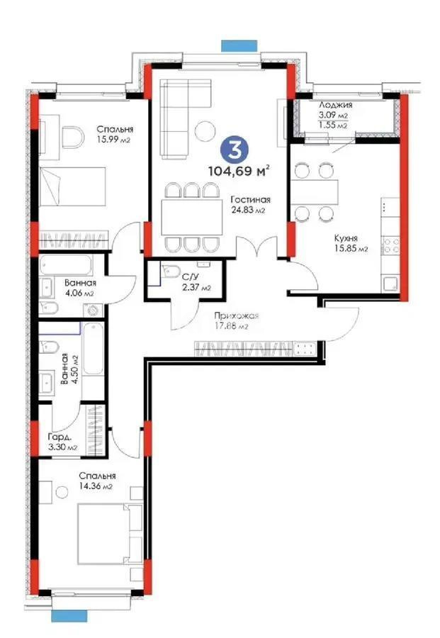 Продажа 6-комнатной квартиры, 105 м² в Астане - фото 7
