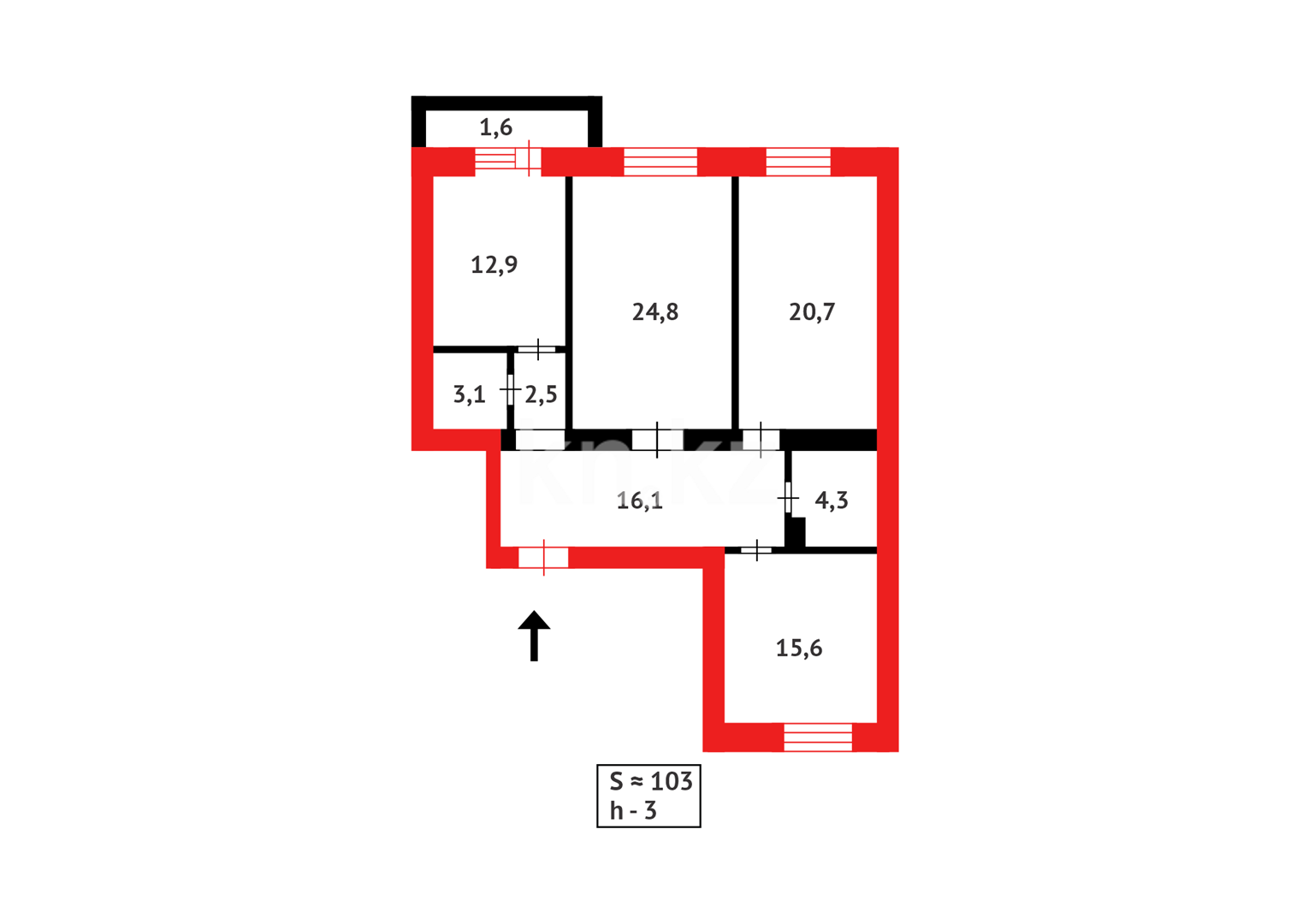 Продажа 3-комнатной квартиры, 103 м², ул. Момышулы в Караганде - фото 21