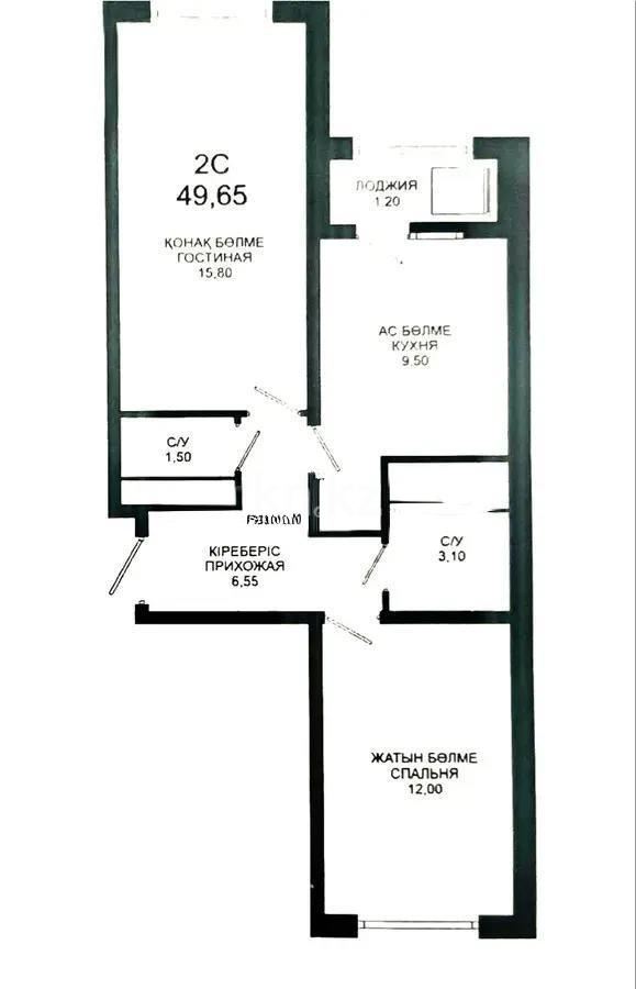 Продажа 2-комнатной квартиры, 50 м², пр. Мангилик Ел, дом  72/1 в Астане