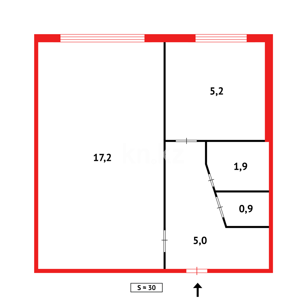 Продажа 1-комнатной квартиры, 33 м², мкр-н 7 в Темиртау - фото 9