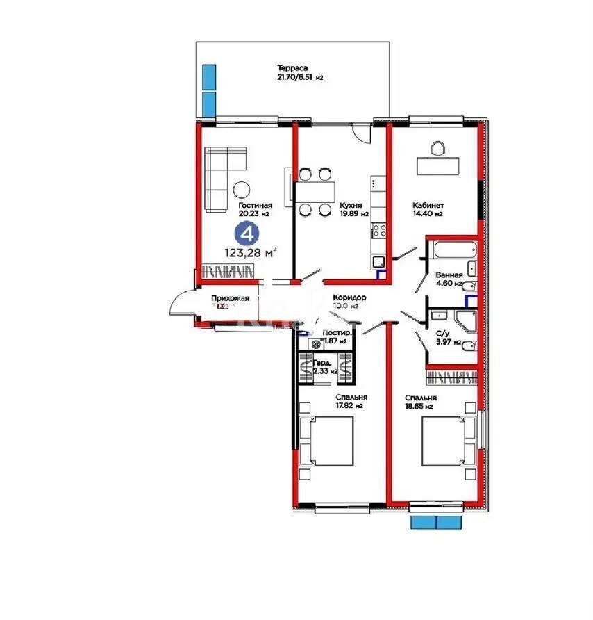 Продажа 4-комнатной квартиры, 123.28 м² в Алматы