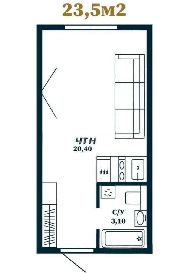 Продажа 1-комнатной квартиры, 23.5 м² в Астане