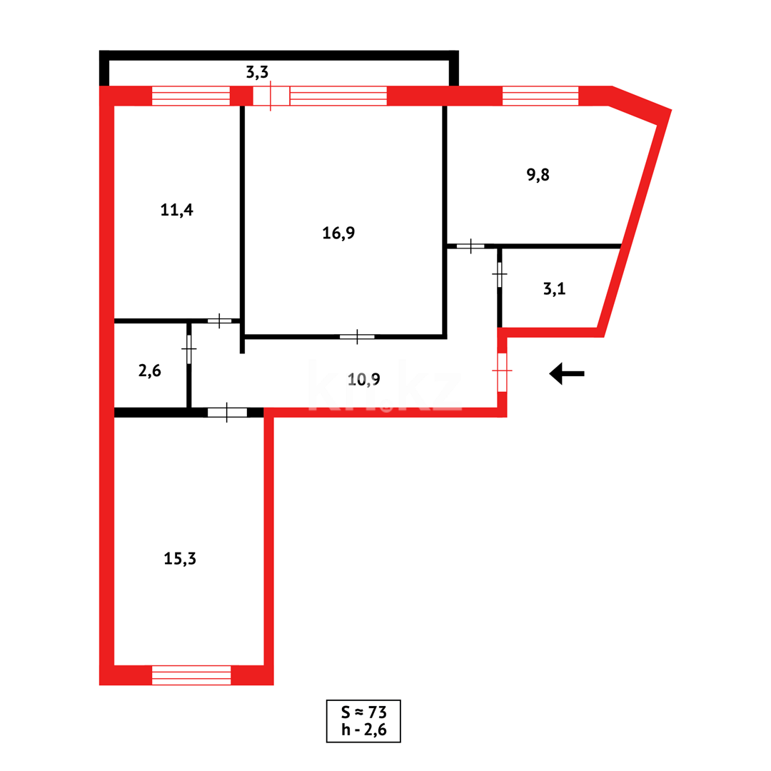 Продажа 3-комнатной квартиры, 73 м², пр. Республики в Караганде - фото 9