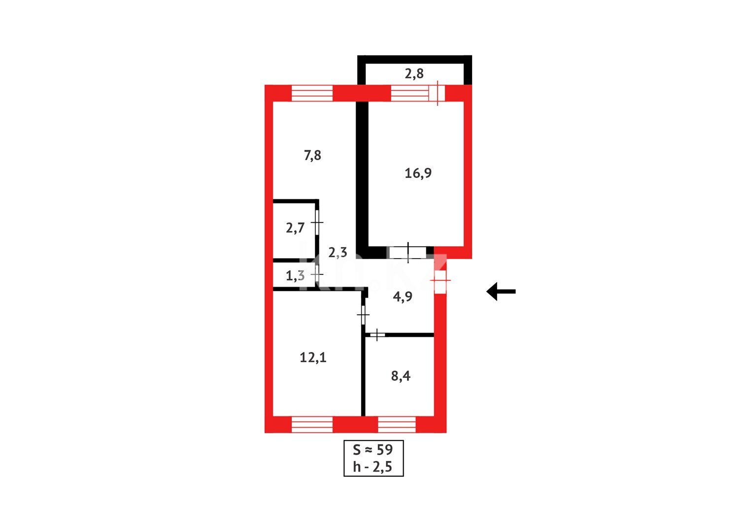 Продажа 3-комнатной квартиры, 59 м² в Абае - фото 8