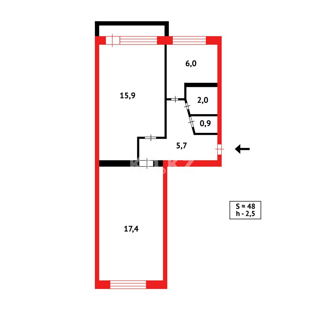 Продажа 2-комнатной квартиры, 47 м² в Караганде - фото 12