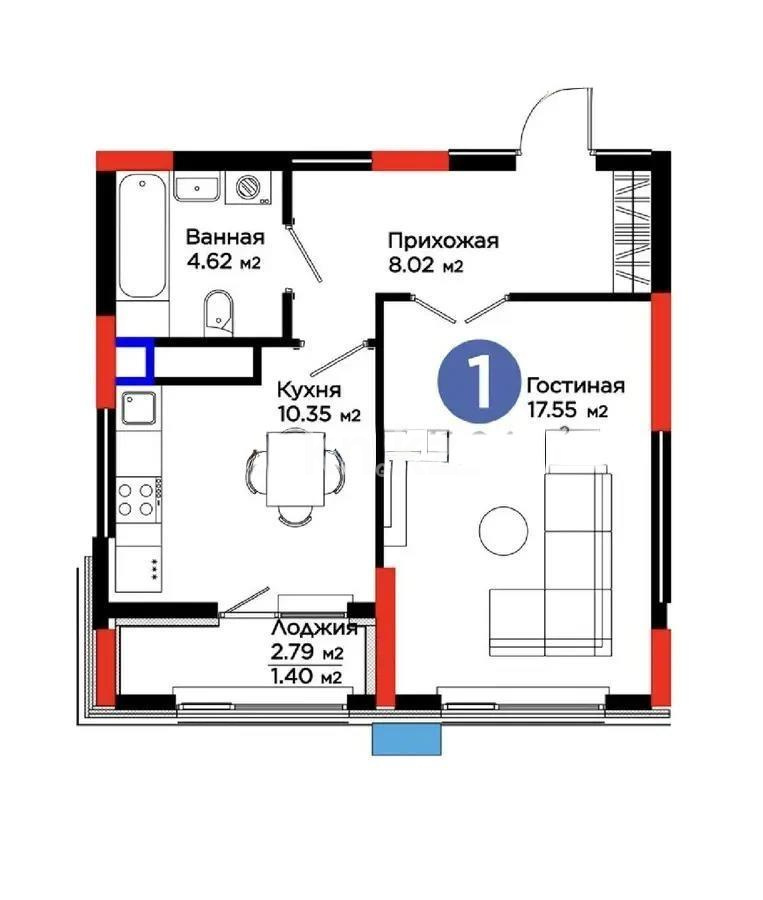 Продажа 1-комнатной квартиры, 42 м² в Астане