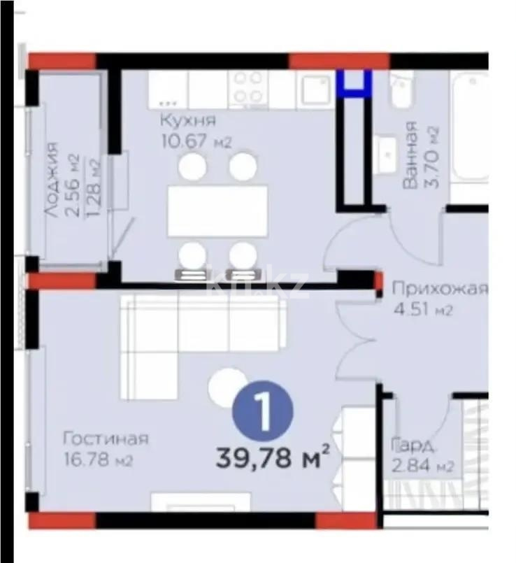 Продажа 1-комнатной квартиры, 41 м² в Астане