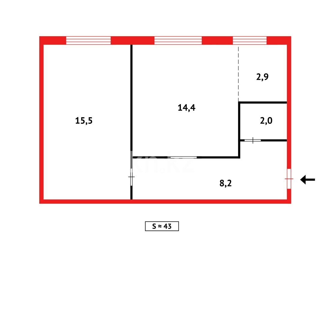 Продажа 2-комнатной квартиры, 43 м² в Караганде - фото 13