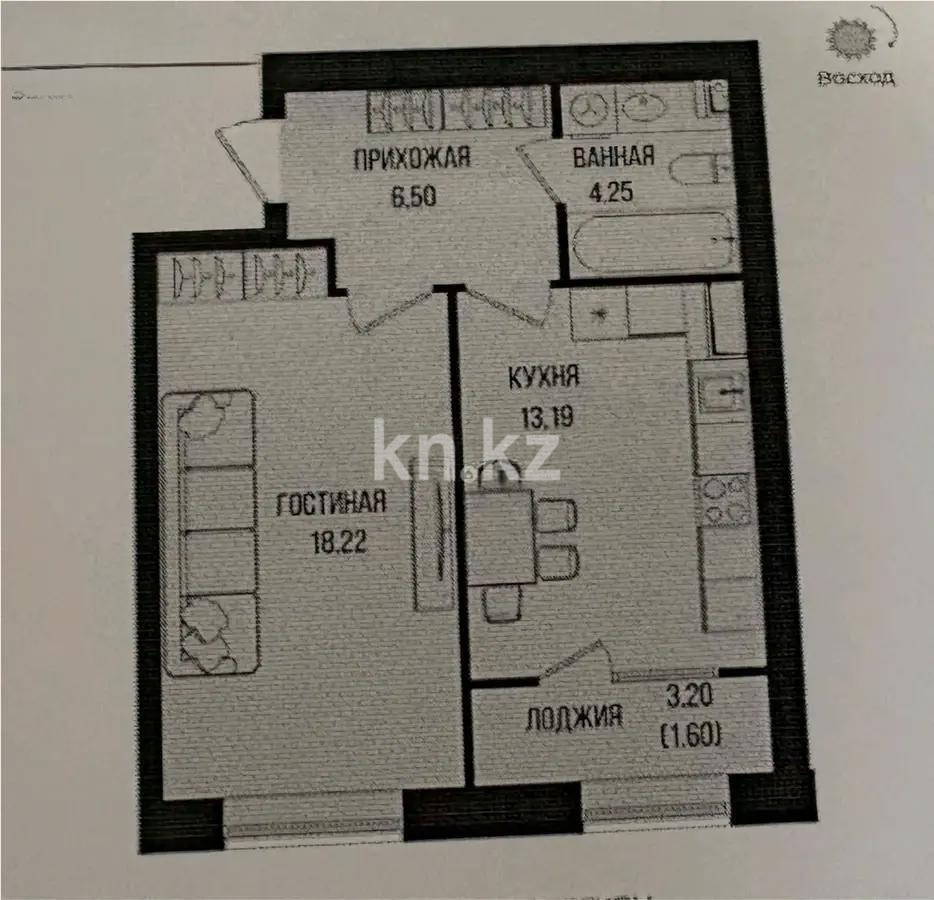 Продажа 1-комнатной квартиры, 43.76 м², ул. Серкебаева, дом  49 в Астане