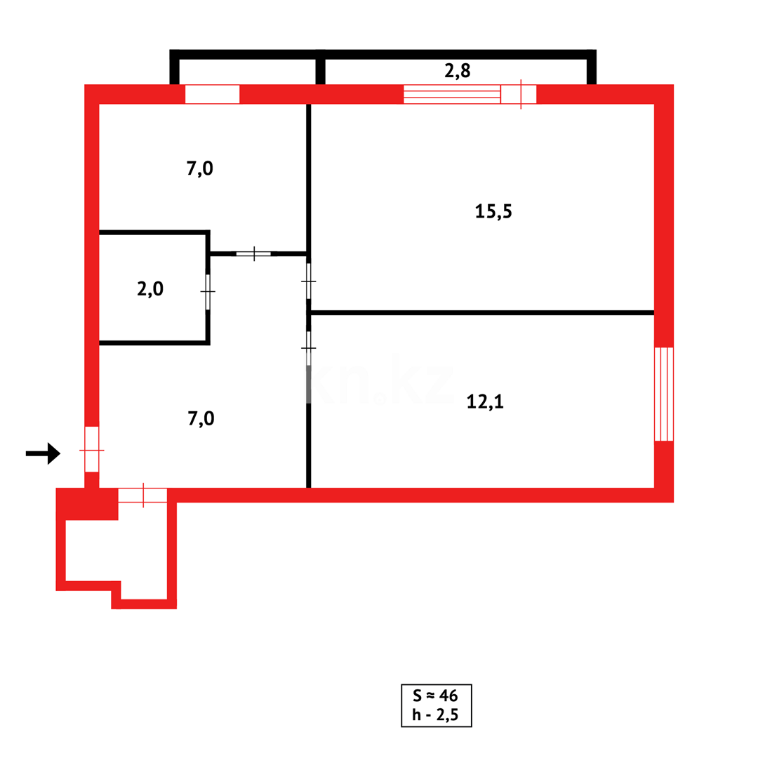 Продажа 2-комнатной квартиры, 46 м², ул. Ермекова в Караганде - фото 24