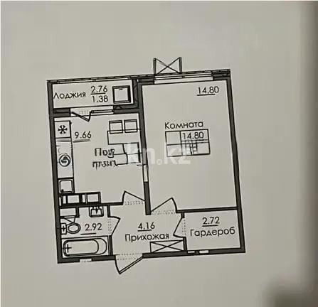 Продажа 1-комнатной квартиры, 35.64 м² в Астане