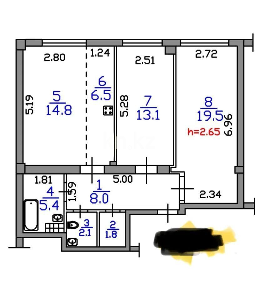 Продажа 3-комнатной квартиры, 74 м², ул. Толе би, дом  189/3 в Алматы - фото 7