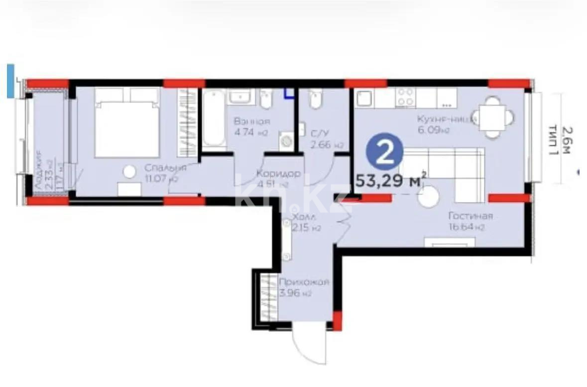 Продажа 2-комнатной квартиры, 54 м², ул. Анет баба, дом  8 в Астане