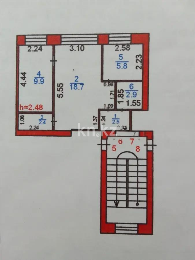 Продажа 2-комнатной квартиры, 42 м², ул. Белинского, дом  17а в Караганде - фото 4